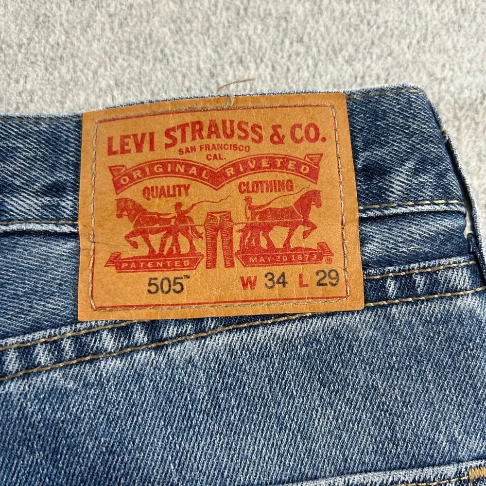 Levis 505 Jeans Mens 34x29 Medium Wash Straight Leg Classic Fit Denim Pants